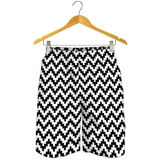 Pixel Zigzag Pattern Print Men's Shorts