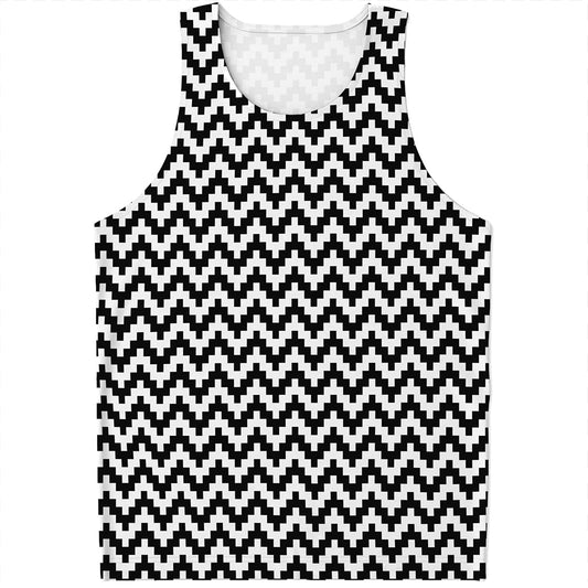 Pixel Zigzag Pattern Print Men's Tank Top