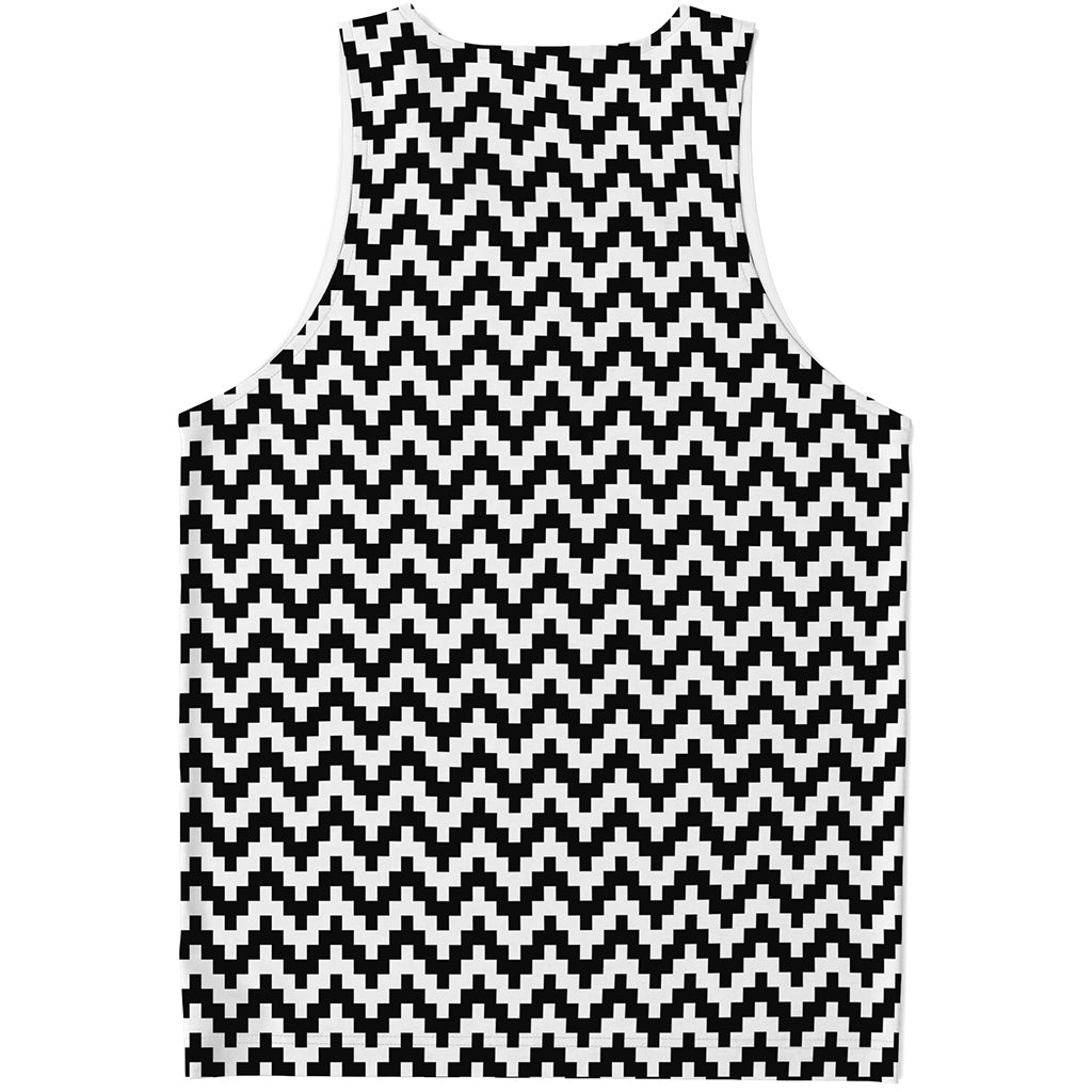 Pixel Zigzag Pattern Print Men's Tank Top