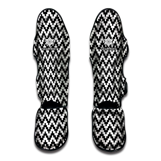 Pixel Zigzag Pattern Print Muay Thai Shin Guard
