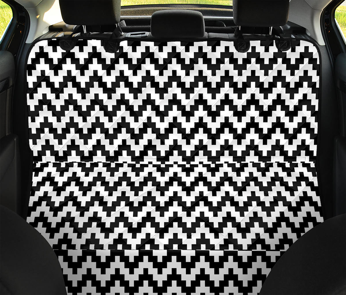 Pixel Zigzag Pattern Print Pet Car Back Seat Cover