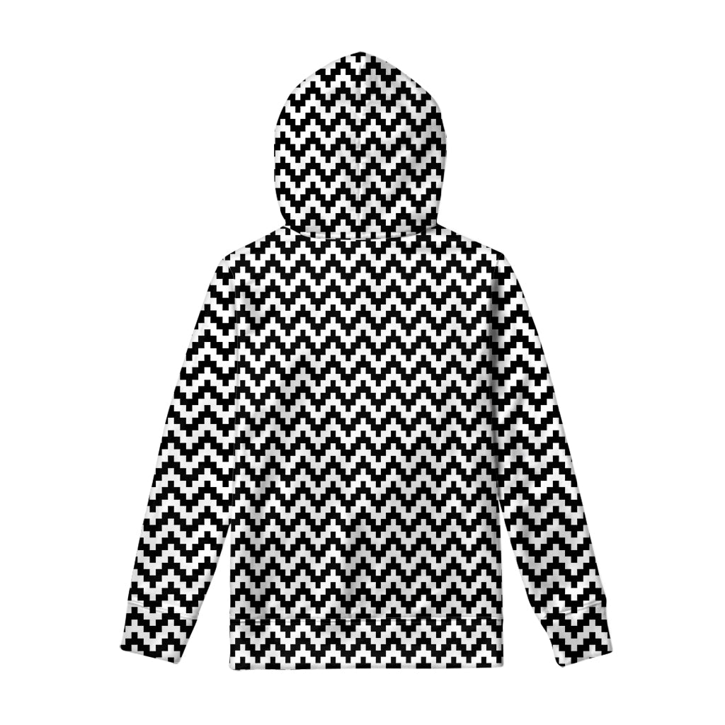 Pixel Zigzag Pattern Print Pullover Hoodie
