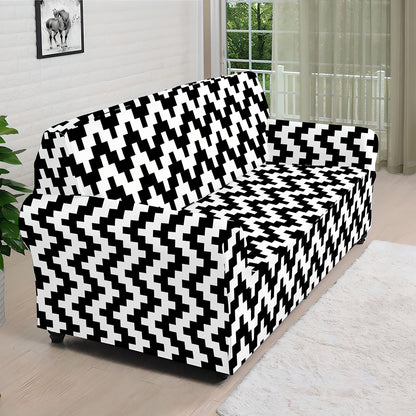 Pixel Zigzag Pattern Print Sofa Cover