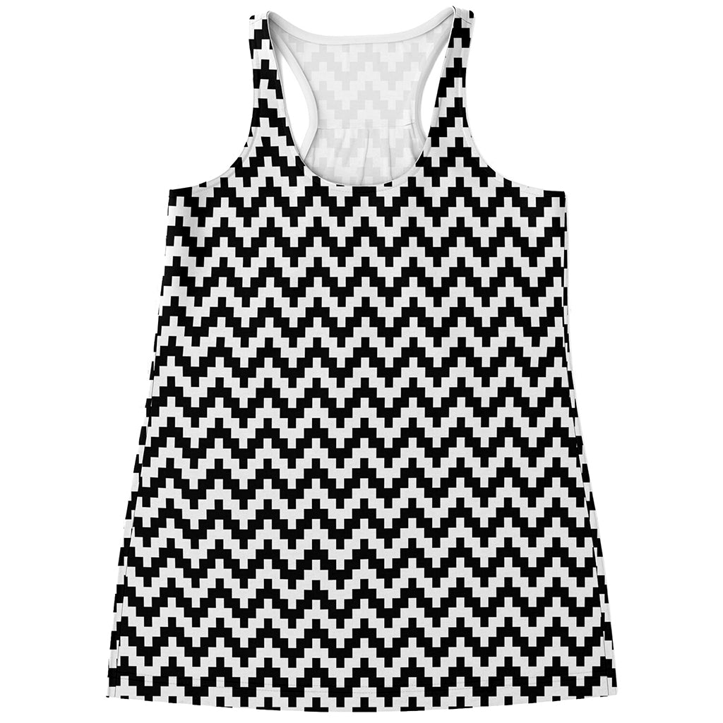 Pixel Zigzag Pattern Print Women's Racerback Tank Top