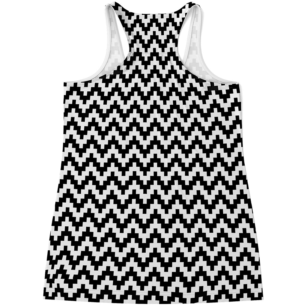 Pixel Zigzag Pattern Print Women's Racerback Tank Top