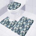 Plaid And Denim Patchwork Pattern Print 3 Piece Bath Mat Set