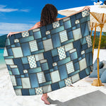 Plaid And Denim Patchwork Pattern Print Beach Sarong Wrap