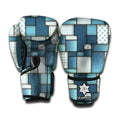 Plaid And Denim Patchwork Pattern Print Boxing Gloves
