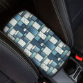 Plaid And Denim Patchwork Pattern Print Car Center Console Cover