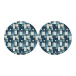Plaid And Denim Patchwork Pattern Print Car Coasters