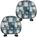 Plaid And Denim Patchwork Pattern Print Car Headrest Covers