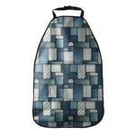 Plaid And Denim Patchwork Pattern Print Car Seat Organizers
