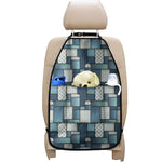 Plaid And Denim Patchwork Pattern Print Car Seat Organizers