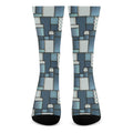 Plaid And Denim Patchwork Pattern Print Crew Socks