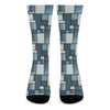 Plaid And Denim Patchwork Pattern Print Crew Socks