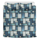 Plaid And Denim Patchwork Pattern Print Duvet Cover Bedding Set