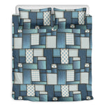 Plaid And Denim Patchwork Pattern Print Duvet Cover Bedding Set