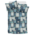 Plaid And Denim Patchwork Pattern Print Duvet Cover Bedding Set