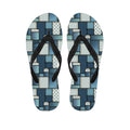 Plaid And Denim Patchwork Pattern Print Flip Flops
