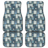 Plaid And Denim Patchwork Pattern Print Front and Back Car Floor Mats