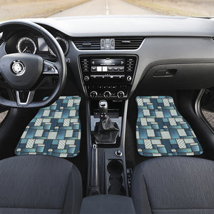 Plaid And Denim Patchwork Pattern Print Front and Back Car Floor Mats
