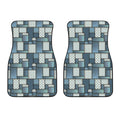 Plaid And Denim Patchwork Pattern Print Front Car Floor Mats