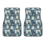 Plaid And Denim Patchwork Pattern Print Front Car Floor Mats