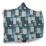 Plaid And Denim Patchwork Pattern Print Hooded Blanket