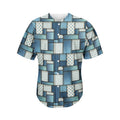 Plaid And Denim Patchwork Pattern Print Men's Baseball Jersey