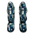 Plaid And Denim Patchwork Pattern Print Muay Thai Shin Guards