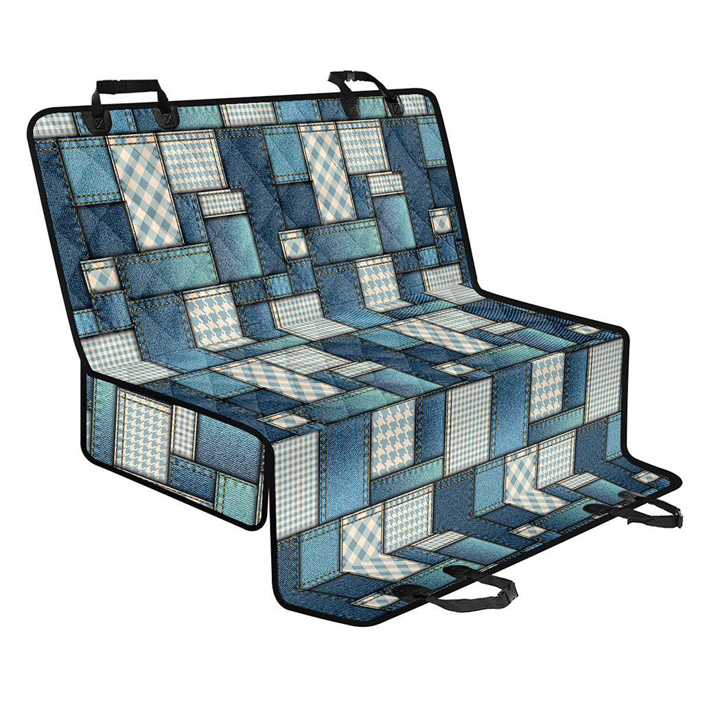 Plaid And Denim Patchwork Pattern Print Pet Car Back Seat Cover
