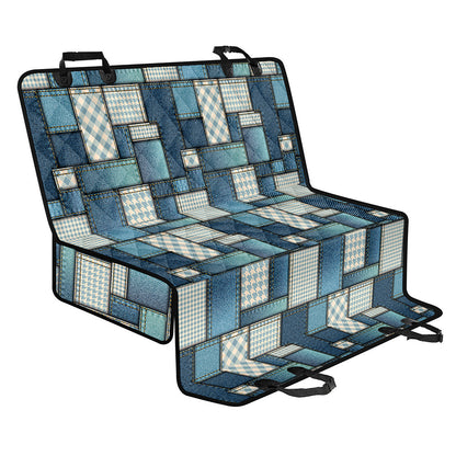 Plaid And Denim Patchwork Pattern Print Pet Car Back Seat Cover
