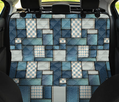 Plaid And Denim Patchwork Pattern Print Pet Car Back Seat Cover