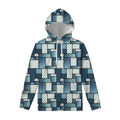 Plaid And Denim Patchwork Pattern Print Pullover Hoodie