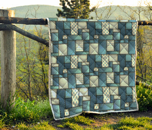 Plaid And Denim Patchwork Pattern Print Quilt