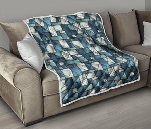 Plaid And Denim Patchwork Pattern Print Quilt