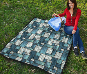 Plaid And Denim Patchwork Pattern Print Quilt