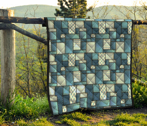 Plaid And Denim Patchwork Pattern Print Quilt