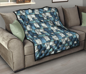 Plaid And Denim Patchwork Pattern Print Quilt