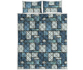 Plaid And Denim Patchwork Pattern Print Quilt Bed Set