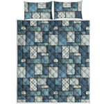 Plaid And Denim Patchwork Pattern Print Quilt Bed Set