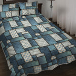 Plaid And Denim Patchwork Pattern Print Quilt Bed Set