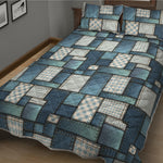 Plaid And Denim Patchwork Pattern Print Quilt Bed Set