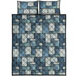 Plaid And Denim Patchwork Pattern Print Quilt Bed Set