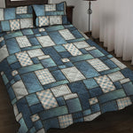 Plaid And Denim Patchwork Pattern Print Quilt Bed Set