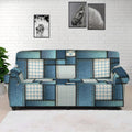 Plaid And Denim Patchwork Pattern Print Sofa Cover