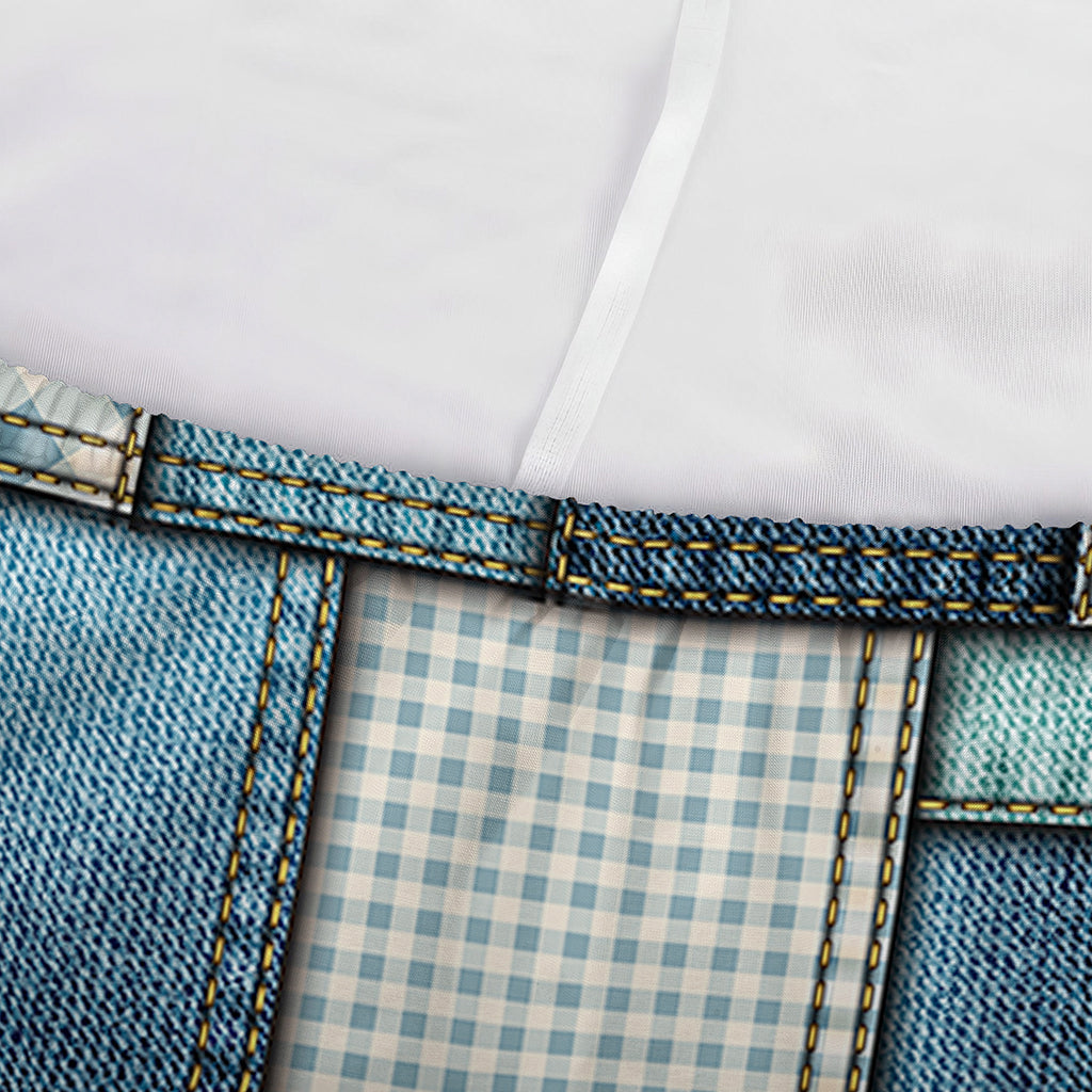 Plaid And Denim Patchwork Pattern Print Sofa Cover
