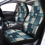 Plaid And Denim Patchwork Pattern Print Universal Fit Car Seat Covers