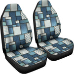 Plaid And Denim Patchwork Pattern Print Universal Fit Car Seat Covers