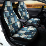 Plaid And Denim Patchwork Pattern Print Universal Fit Car Seat Covers